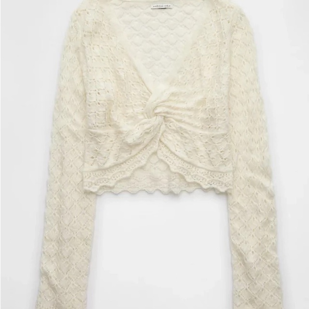 American Eagle Outfitters
AE Pointelle Twist-Front Cropped Sweater